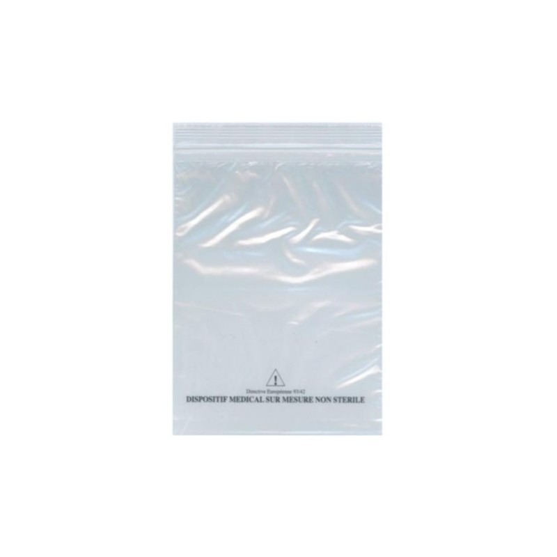 Sachet DOUBLE POCHE fermeture à ZIP avec "mention dispositif..." 165x230+220 mm