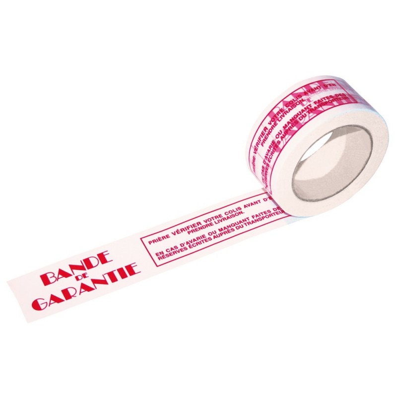 Ruban adhésif polypropylène BLANC - BANDE DE GARANTIE 48mmx100m