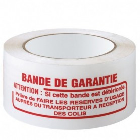 Ruban adhésif polypropylène silencieux BLANC - BANDE DE GARANTIE FR-ANG 48mmx100m