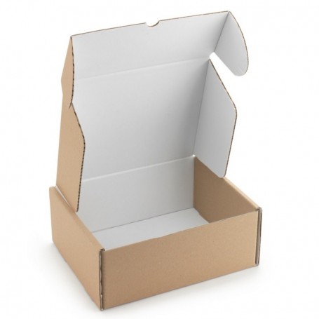 Boîte carton avec fermeture renforcée intérieur blanc 400 X 400 x 120
