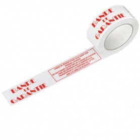 Ruban adhésif polypropylène silencieux BLANC - BANDE DE GARANTIE 48mmx100m