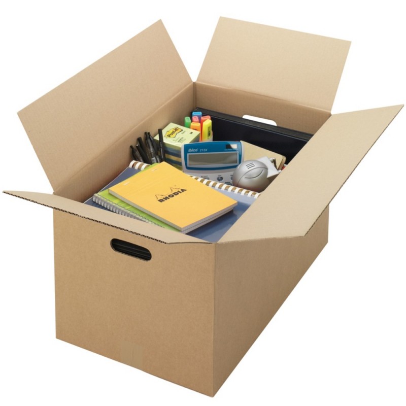 Caisse carton déménagement SANS IMP. AVEC POIGNÉES 545 x 345 x 325mm