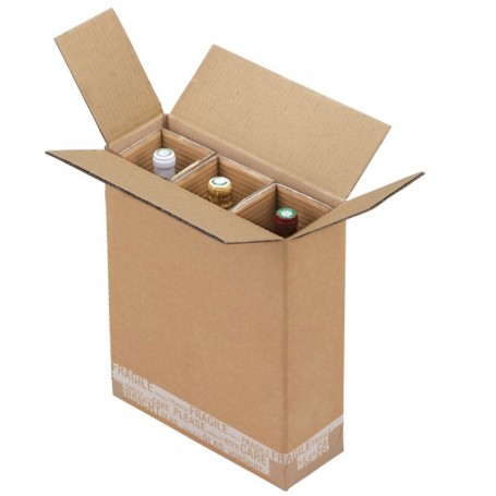 Caisse renforcée pour 3 BOUTEILLES DE VIN 315 x 125 x 395mm