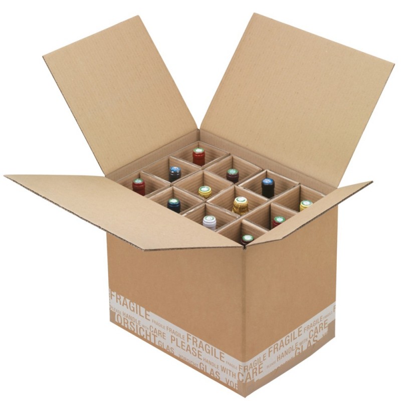 Caisse renforcée pour 12 BOUTEILLES DE VIN 445 x 320 x 410mm