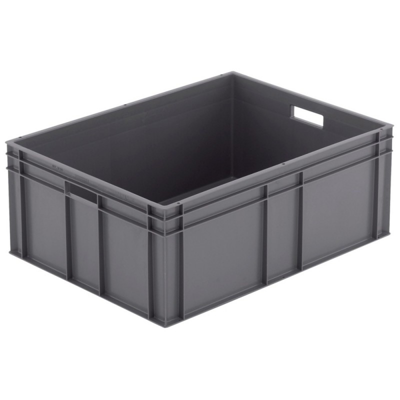 Bac PEHD poignèes ouvertes 125L GRIS