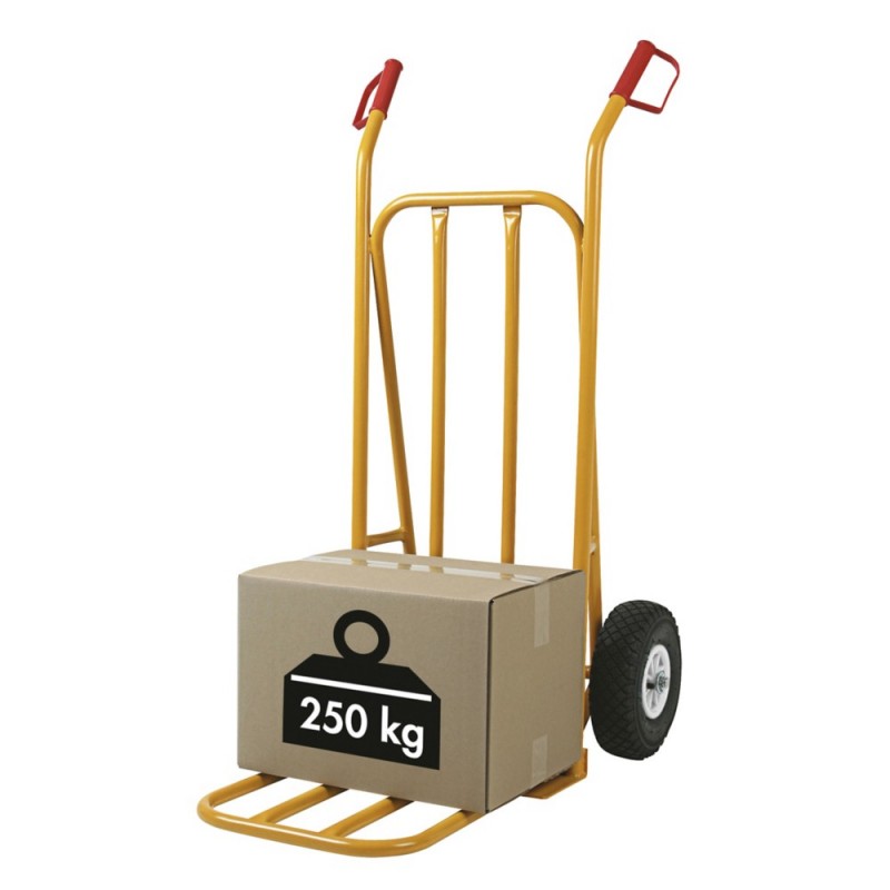 Diable acier 250 kg DOUBLE BAVETTE JAUNE 720 x 535 x 1120mm