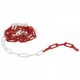 2 POTEAUX PVC + 5 M DE CHAÎNE ROUGE-BLANC