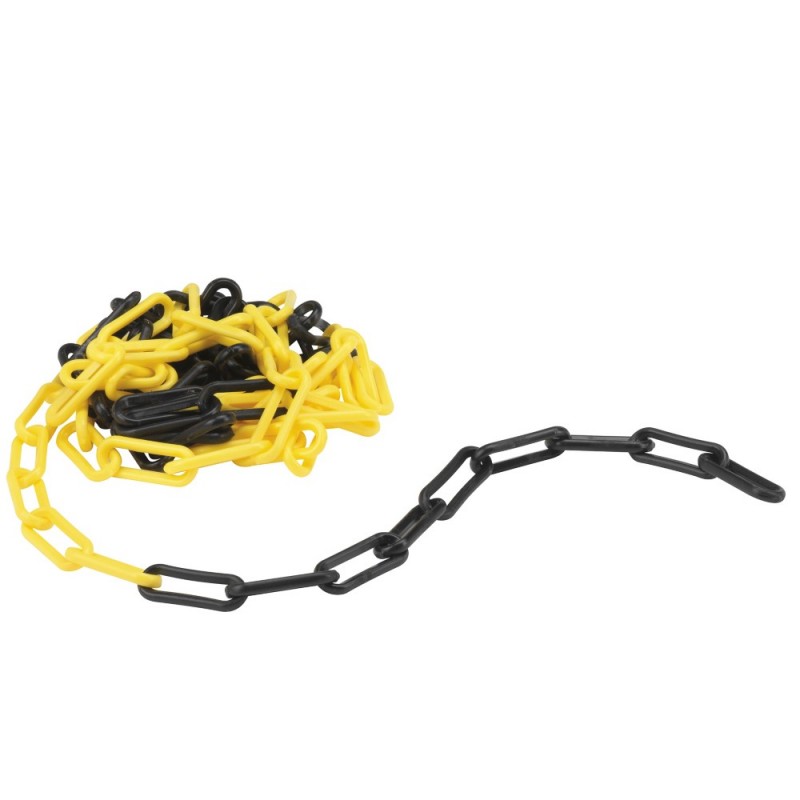2 POTEAUX PVC + 5 M DE CHAÎNE JAUNE-NOIR
