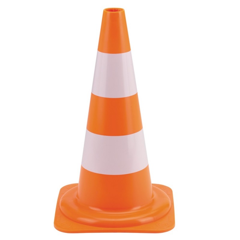 CÔNE ORANGE 2 BANDES BLANCHES