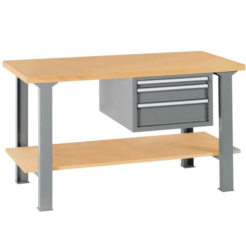 Établi multi-usages - Avec bloc 3 tiroirs + plateau