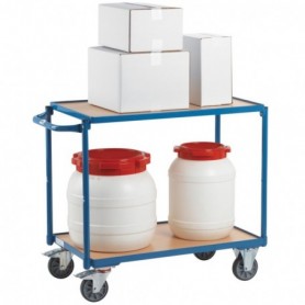 Chariot en bois 300 KG 2 plateaux poignée horizontale 850 x 500 x 820mm