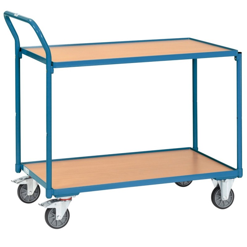 Chariot en bois 300 KG 2 plateaux poignée verticale 850 x 500 x 820mm