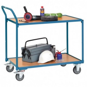 Chariot en bois 300 KG 2 plateaux poignée verticale 850 x 500 x 820mm