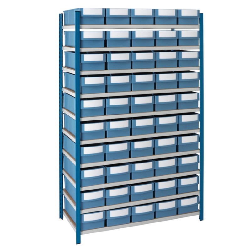 Pack de stockage à compartiments avec 50 BACS ET 10 TABLETTES