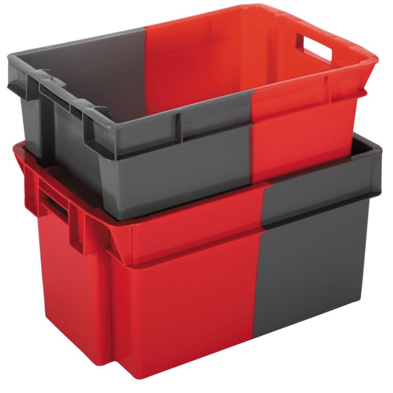 Bac gerbable et emboîtable norme Europe gris - rouge L