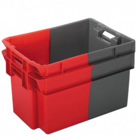 Bac gerbable et emboîtable norme Europe gris - rouge L