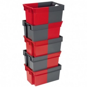 Bac gerbable et emboîtable norme Europe gris - rouge L