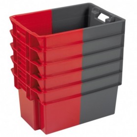 Bac gerbable et emboîtable norme Europe gris - rouge L