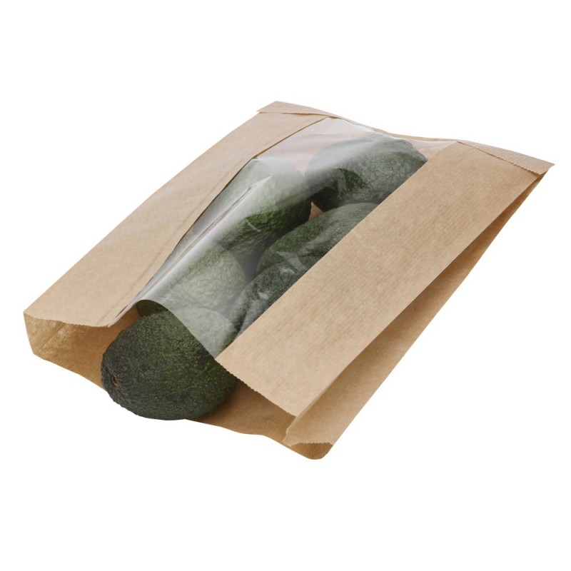 Sac primeur kraft à fenêtre 20 x 34 x 9cm