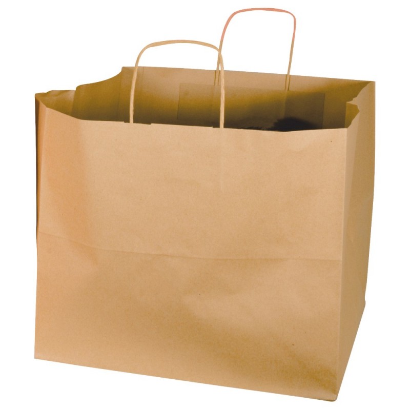 Sac traiteur kraft à poignées torsadées BLANC 36-5 x 32 x 33cm