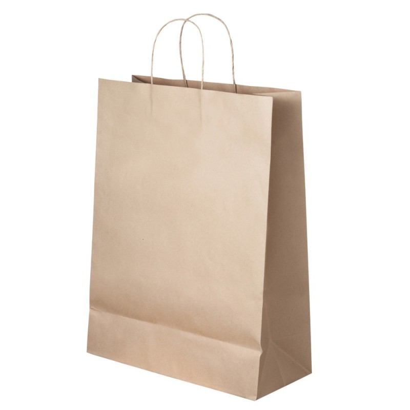 Sac kraft recyclé à poignées torsadées 24 X 32 X 8cm