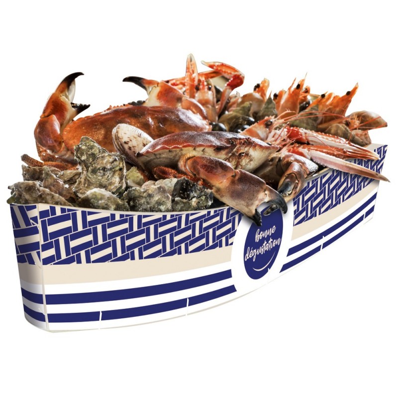 Barque plateau de fruits de mer 59-65 x 23-05 x 9-2 cm