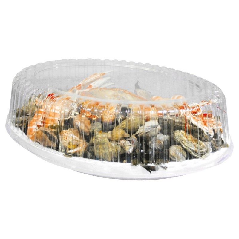 Dôme cristal pour plateau de fruits de mer 615038 de forme OVALE
