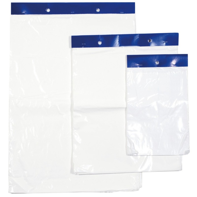 Sac plastique plat standard liassé à ouverture décalée 20 et 28 µ TRANSPARENT 45 x 65cm