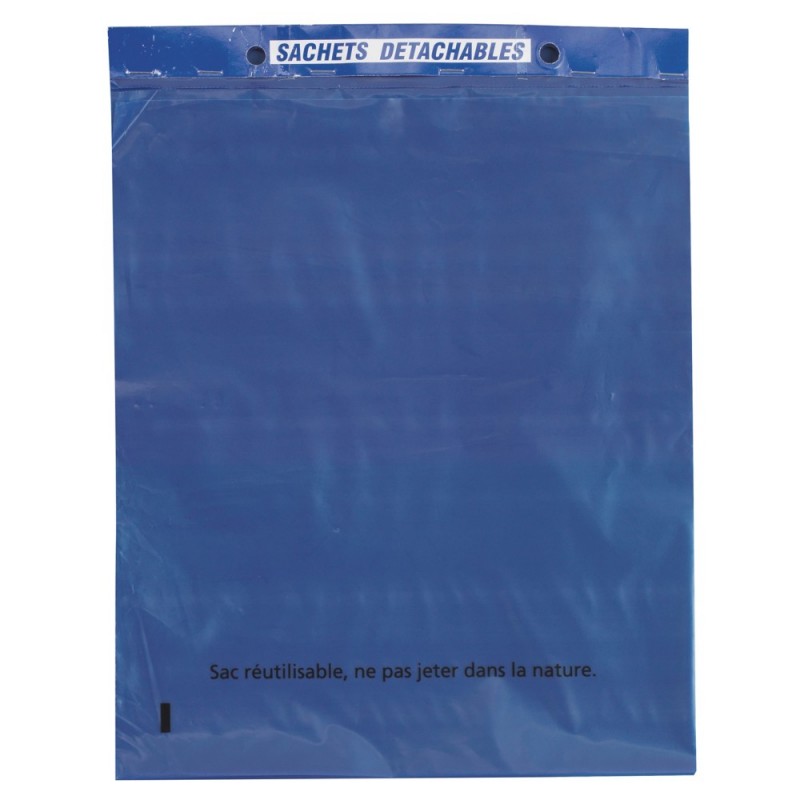 Sac plastique plat standard liassé à ouverture décalée 50 µ BLEU 30 x 35cm